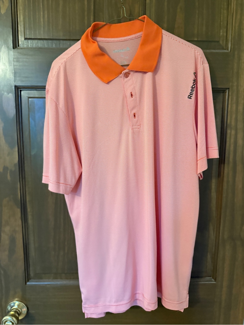 Reebok Pink Polo with Orange Collar